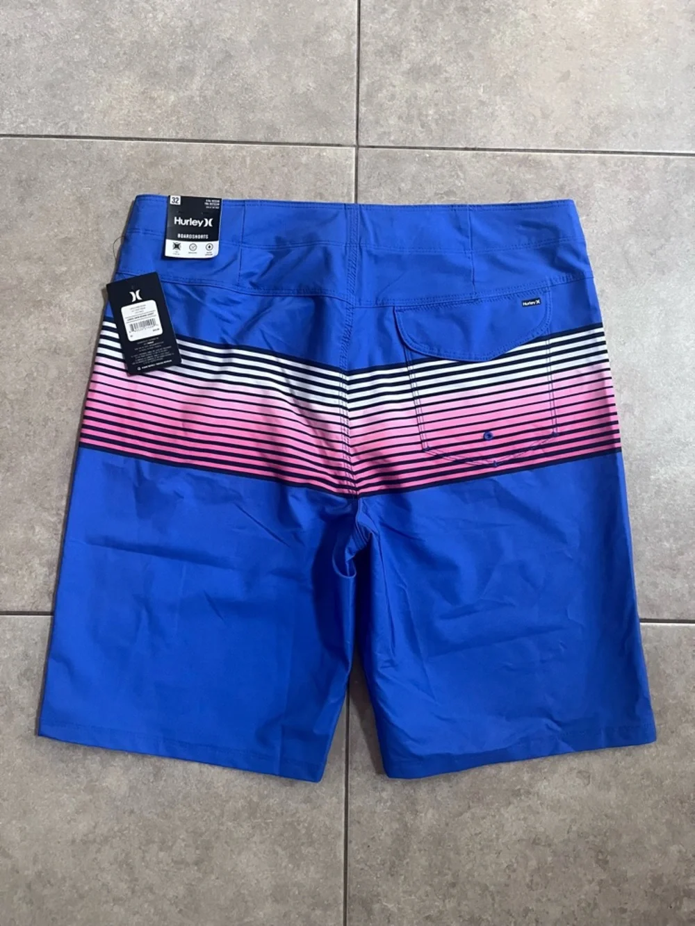 Hurley Lobos Swim Board Shorts Aqua Blue White Pink Men’s Waist 32 New With Tag
